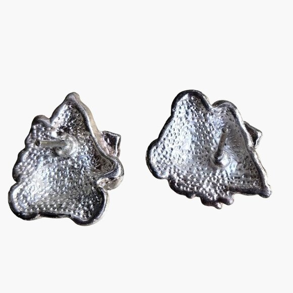 Snowman Earrings White Enamel Post Christmas Holiday Jewelry - Picture 3 of 4